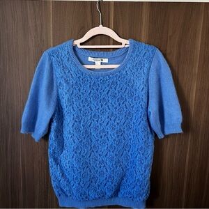 Forever 21 Blue Textured Knit Sweater